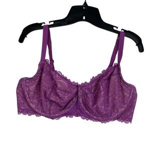 Soma Intimates Prism Lace Balconette Bra 40DD Purple Unlined Underwire